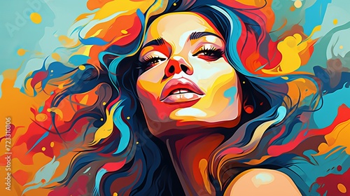 Digital art illustration of colorful woman ai generated art