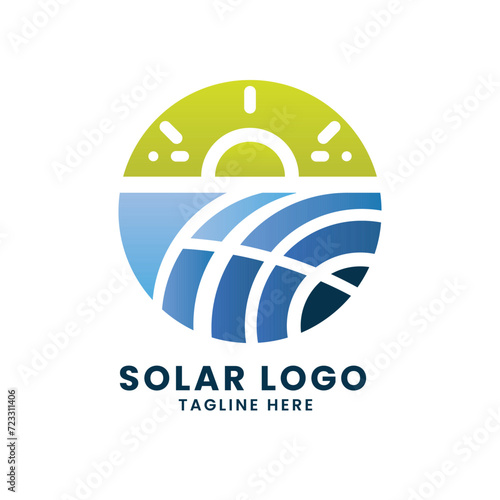 Green energy concept eco solar panel business logo design