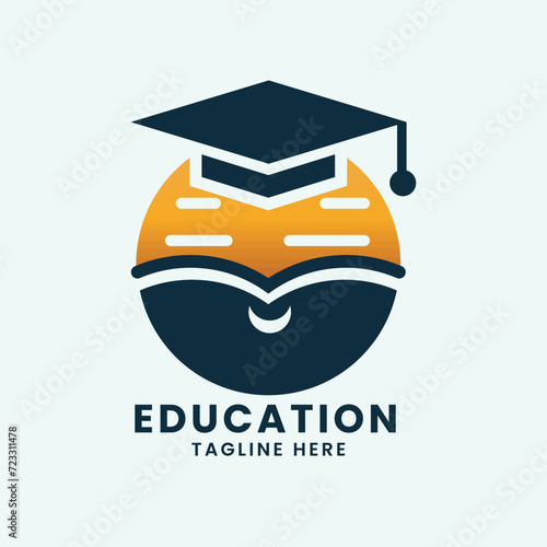 School college university concept book education logo design vector