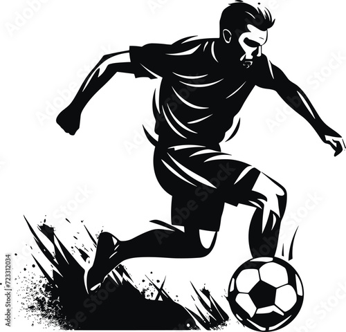  Striker Shooting Soccer Ball Vector Silhouette