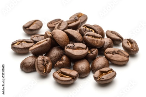 Coffee beans roasted isolated on white background