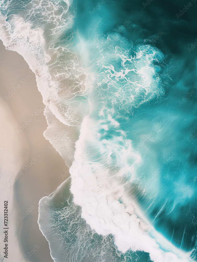 A background of a beach and waves on white sand. Generated by artificial intelligence.