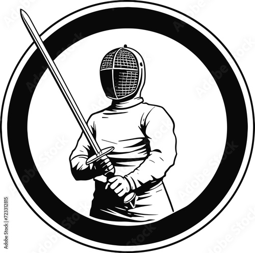 Fencing Athlete Ready to Duel Logo Design