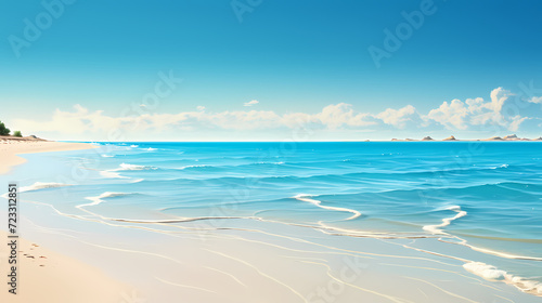 Aerial view of beautiful beach, simple, calm composition in clear blue © Derby
