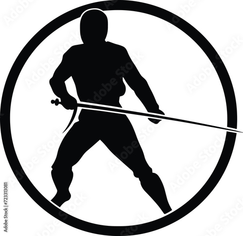 Fencer in Stance Vector Silhouette