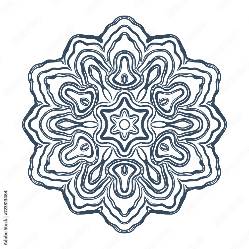 Monochrome mandala isolated on white background. Hand-drawn illustration. Monochrome mandala isolated on white background. Hand-drawn illustration.