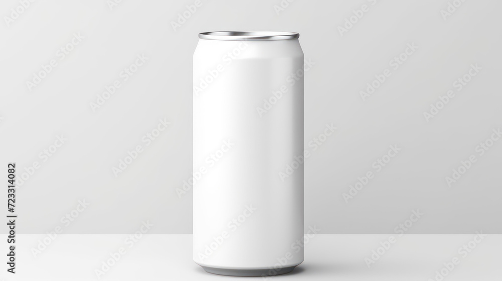 Blank white soda can mockup on white background. Blank white soda can mockup on white background.