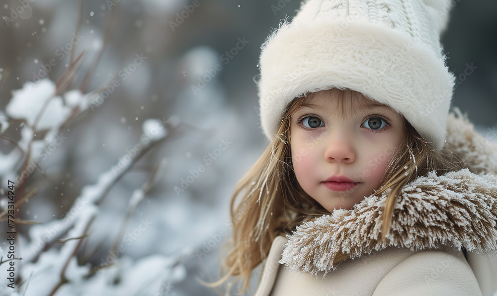A child dressed in winter for her winter photo session. Generated by artificial intelligence. A child dressed in winter for her winter photo session. Generated by artificial intelligence.
