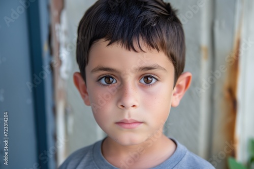 Portrait of a boy with short black hair and brown eyes