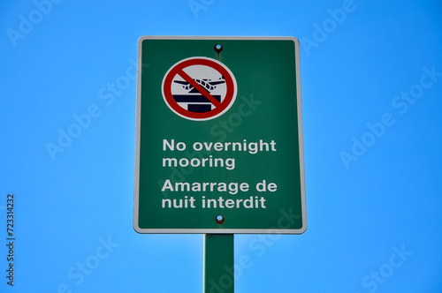 No overnight mooring sign