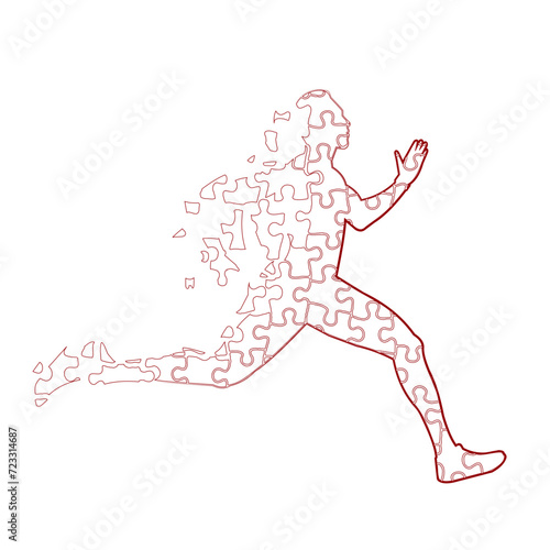 Running puzzle man vector illustration