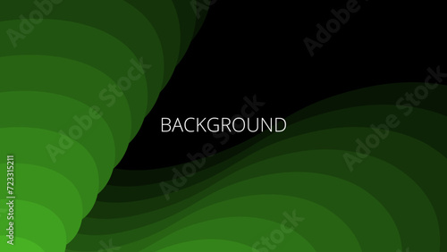 Black and green abstract background with sharp wavy lines and gradient transition, dynamic fluid shape.	