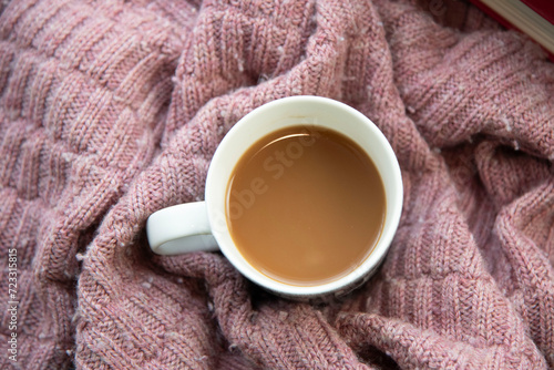 cup of coffee on wool