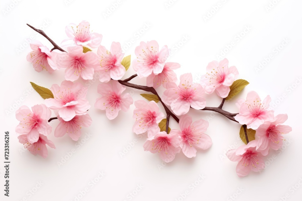 Cherry blossom branches on white background Cherry blossom branches on white background