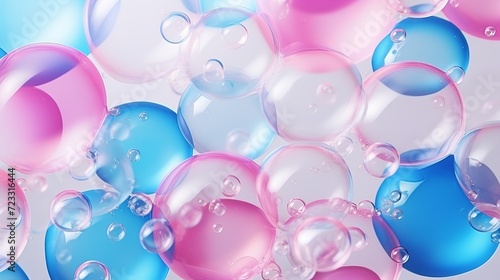 Full frame of blue and pink bubbles background