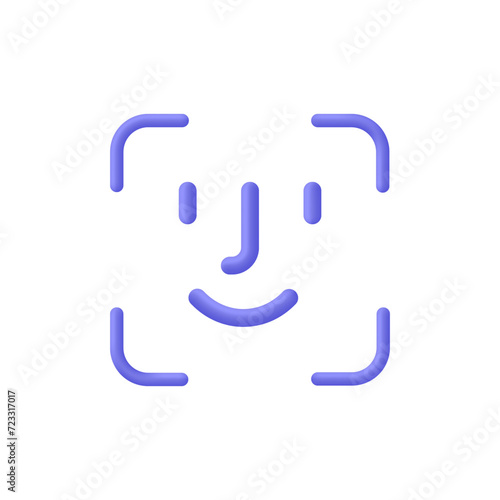 3D Face recognition illustration. Concept of facial recognition, face ID system, biometric identification