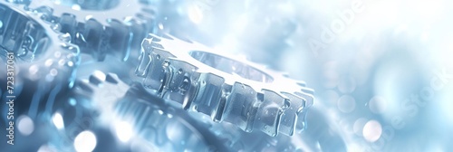 Abstract technological background of translucent gears in light colors