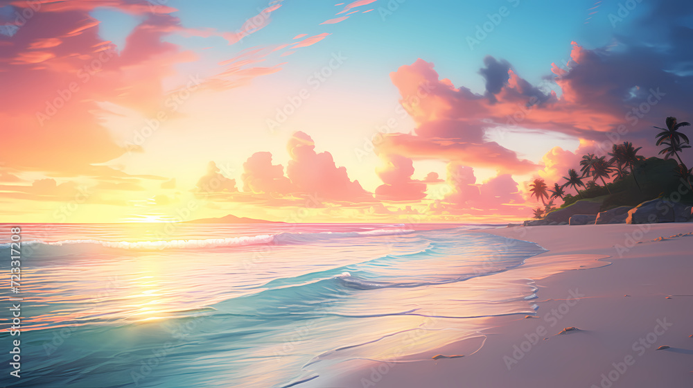 Fototapeta premium Panoramic natural landscape of beautiful beach