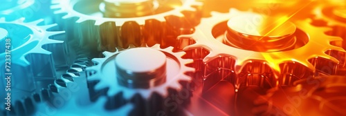 Abstract technological background of translucent gears in light colors