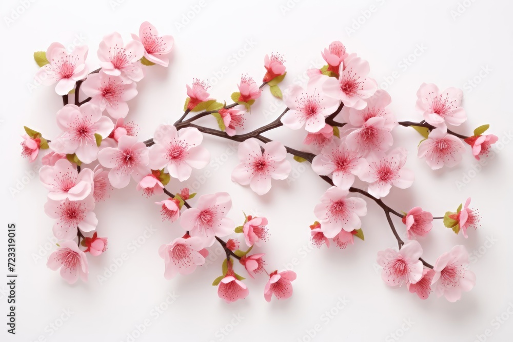 Obraz premium Cherry blossom branches on white background