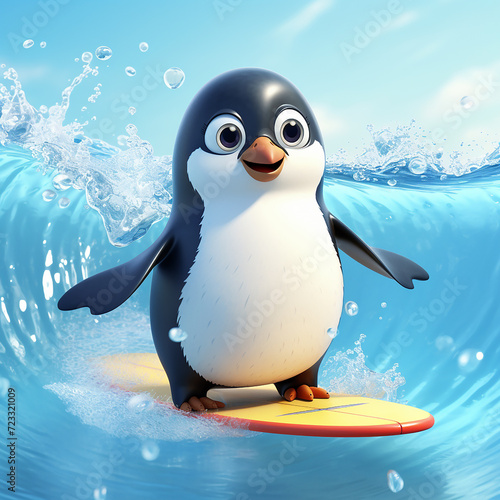 3d photo of winter animal penguin made with generative ai