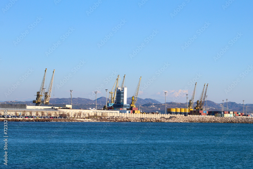 Behold the towering presence of cranes at Durres Port, standing as silent sentinels of maritime commerce and industry. These imposing structures symbolize the port's vital role in facilitating trade a