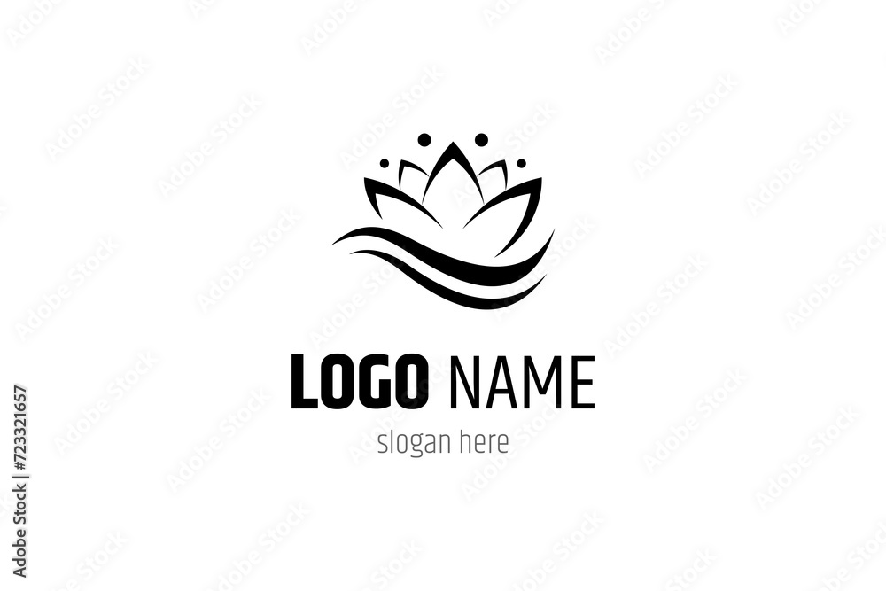 Abstract Lotus Flower illustration Logo Design with wave elements. Suitable for Beauty Spa Salon Cosmetic Brands Linear style. Abstract Lotus Flower illustration Logo Design with wave elements. Suitable for Beauty Spa Salon Cosmetic Brands Linear style.