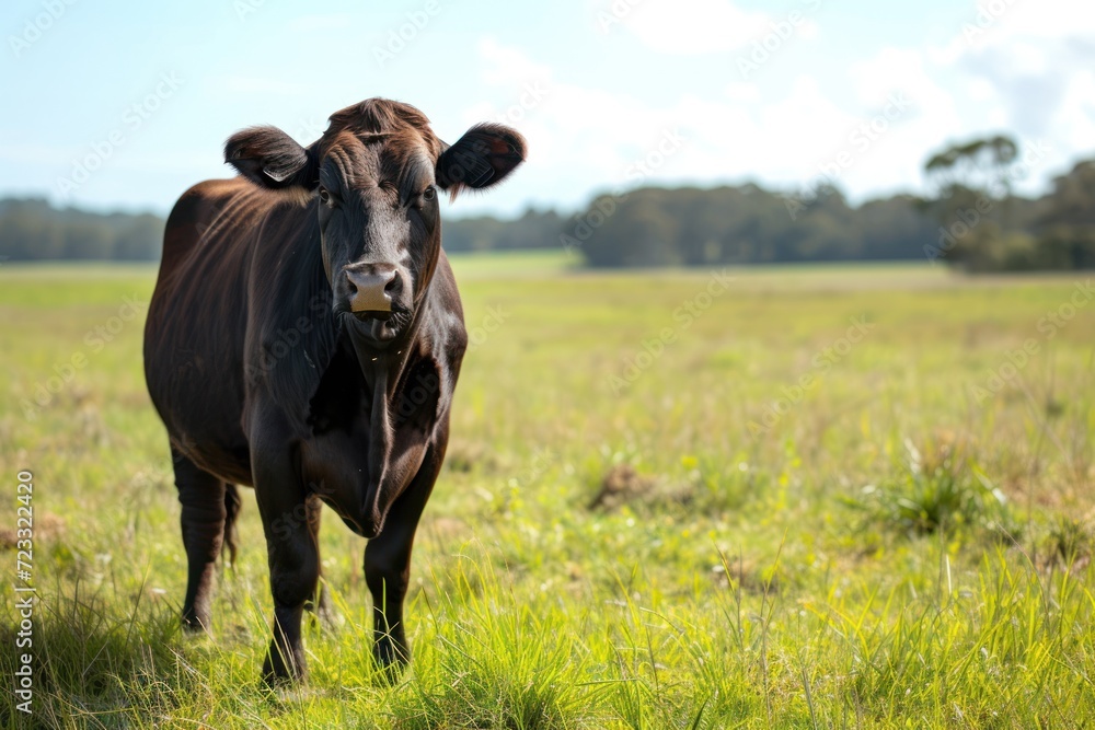 Environmentally friendly ranch raising stud wagyu beef cows through sustainable and regenerative agriculture methods with cattle grazing in a paddock and cows Environmentally friendly ranch raising stud wagyu beef cows through sustainable and regenerative agriculture methods with cattle grazing in a paddock and cows