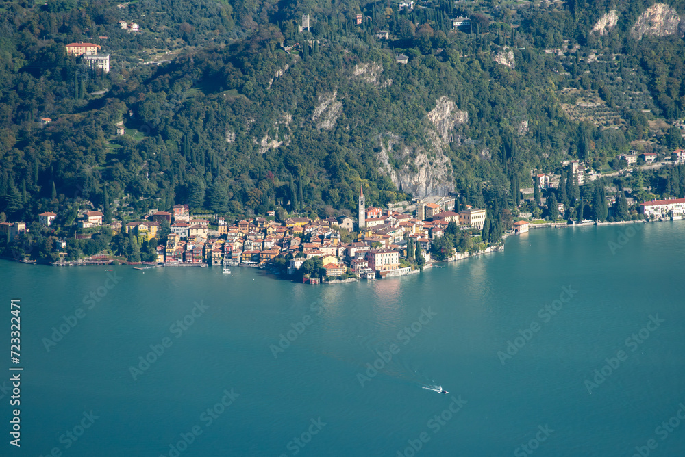 Magnificent view of Tremezzo at lake Como seen from Monte Crocione