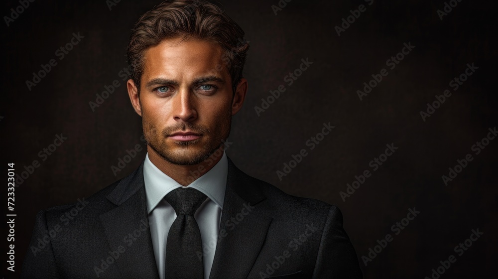 a man in a suit and tie looking at the camera with a serious look on his face as he stands in front of a dark background with a serious look on his face. a man in a suit and tie looking at the camera with a serious look on his face as he stands in front of a dark background with a serious look on his face.