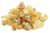 Frankincense resin photographed on white background