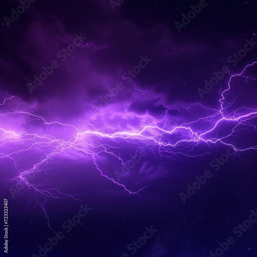  a purple and black photo of a lightning storm in the night sky with stars on the left and right side of the image, and a blue sky with white clouds and stars on the right side of the left.