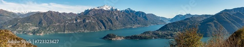 Magnificent view of Bellagio at lake Como, seen from Monte Crocione photo