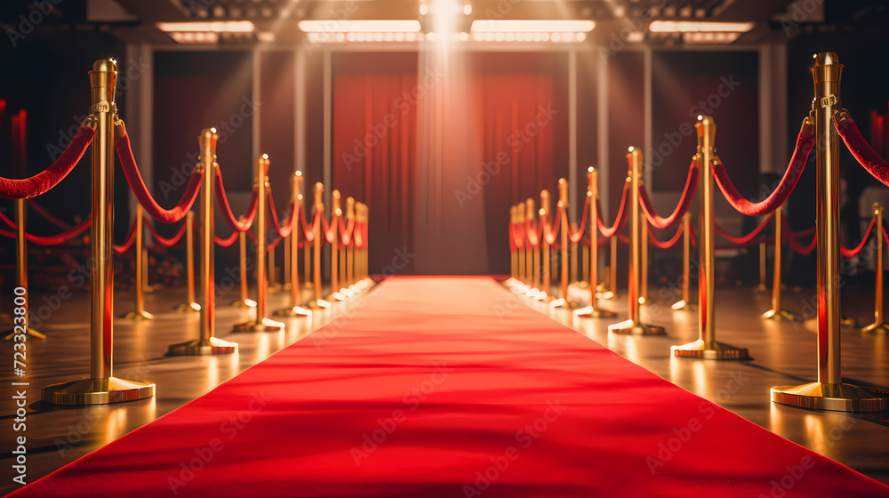 Red carpet on the stairs on dark background, the way to glory, victory and success Red carpet on the stairs on dark background, the way to glory, victory and success