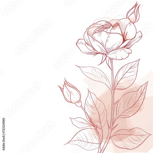  a drawing of a rose on a white background with a red line drawing of a rose on the left side of the image and a red line drawing of a rose on the right side of the.