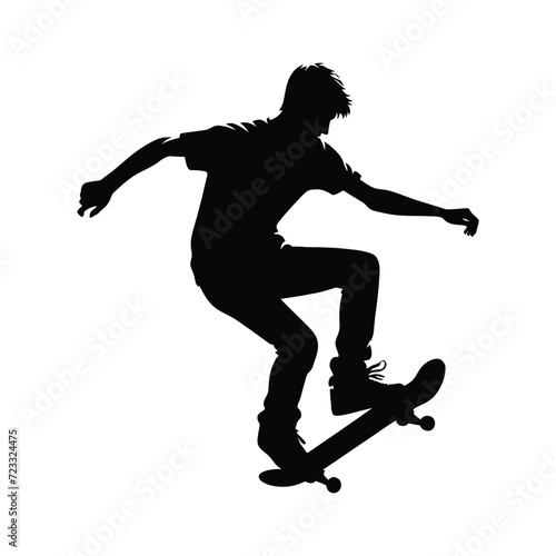 Skateboarder Performing Trick Silhouette