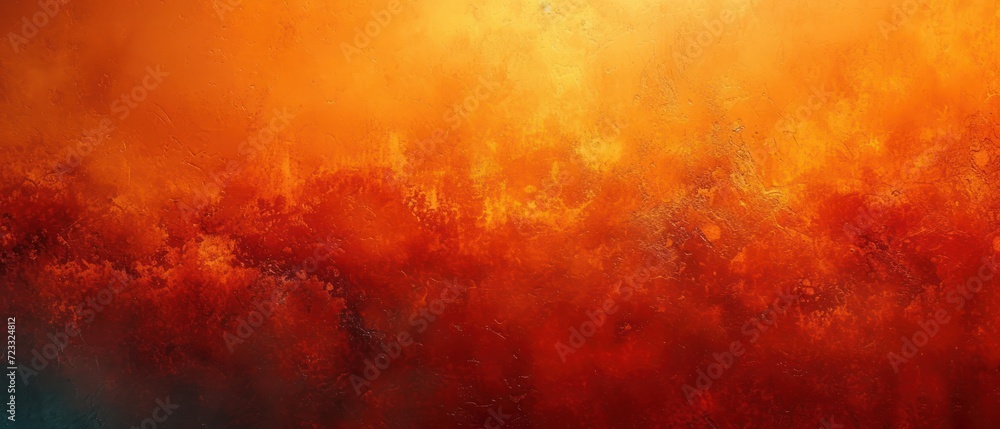  a painting of red and orange colors on a black background with a blue bottom and bottom part of the painting on the right side of the painting is orange and the bottom half of the painting.