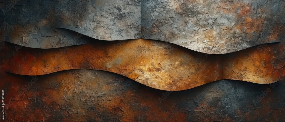  a rusted metal wall with a wavy design on the bottom of the wall and a rusted metal background on the bottom of the wall and bottom of the wall.