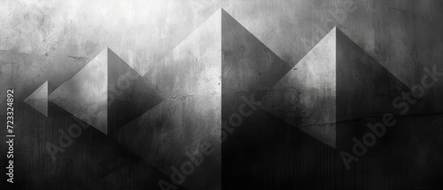  a black and white photo of a wall with a pattern of triangles in the middle of the wall and a black and white photo in the middle of the wall.