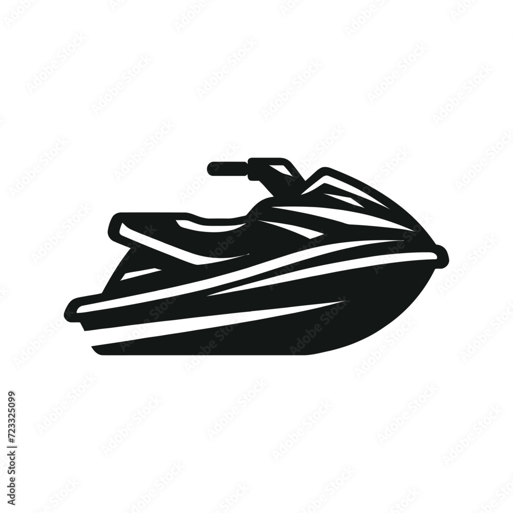 Jet Ski Silhouette on White Background Jet Ski Silhouette on White Background