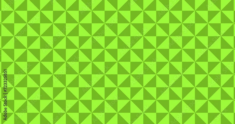 Seamless looped green minimalistic triangle pattern motion graphics. Abstract flat geometrical shape tile placed together moving in a single direction, animated seamless mosaic geometric pattern Seamless looped green minimalistic triangle pattern motion graphics. Abstract flat geometrical shape tile placed together moving in a single direction, animated seamless mosaic geometric pattern