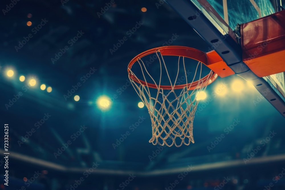 Hoop in pro basketball court