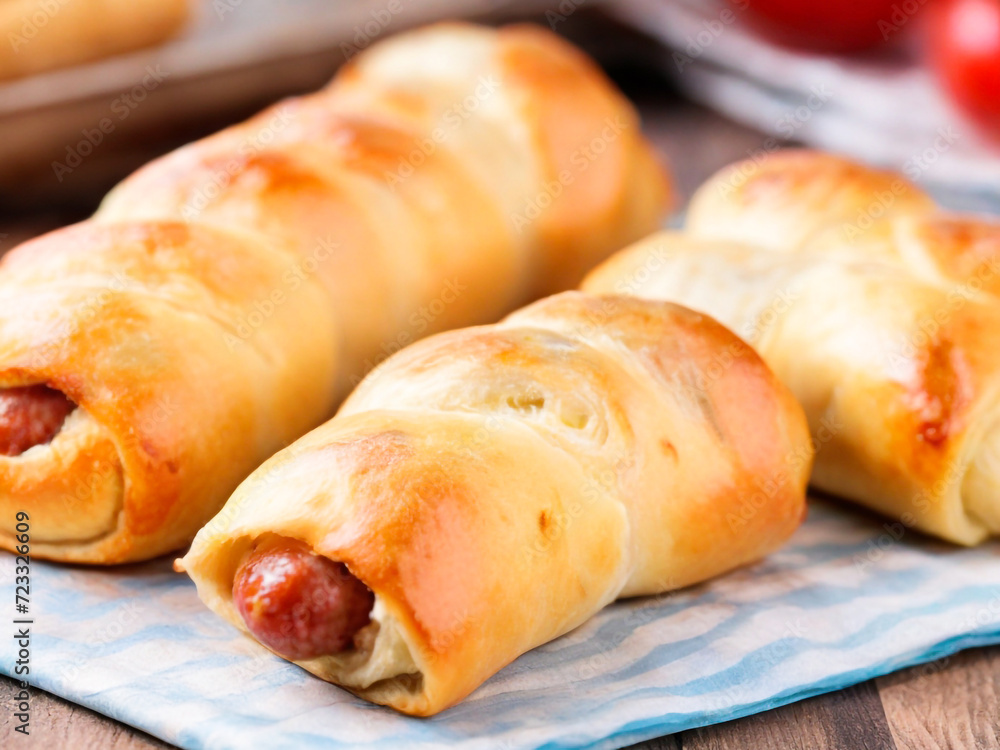 Sausages in the dough photos
