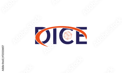 Casino text logo design with dice symbol, and blue and white color.