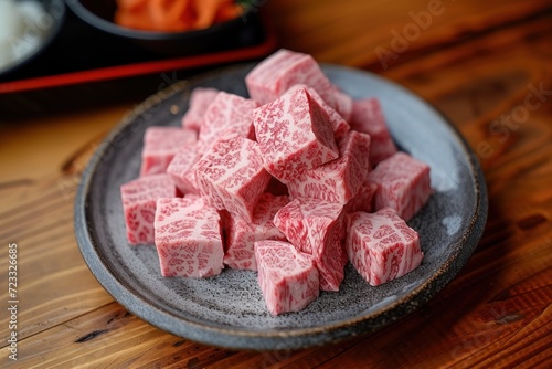 is the name of a dish consisting of diced beef for Japanese or Korean BBQ