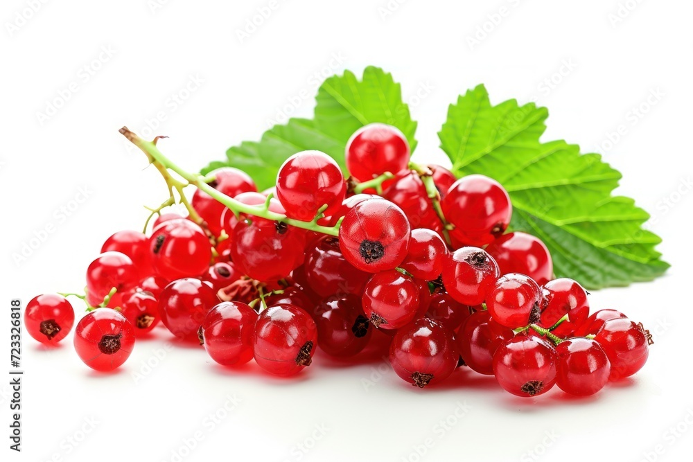 Isolated fresh red currants with leafs Isolated fresh red currants with leafs
