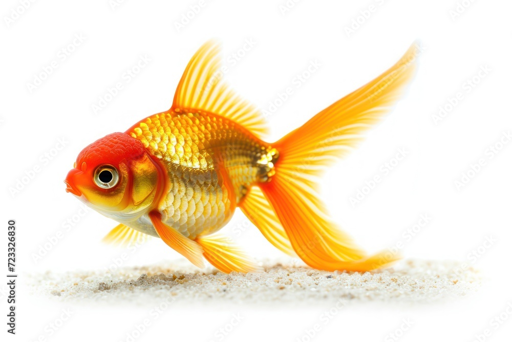 Isolated goldfish in aquarium on white background Isolated goldfish in aquarium on white background