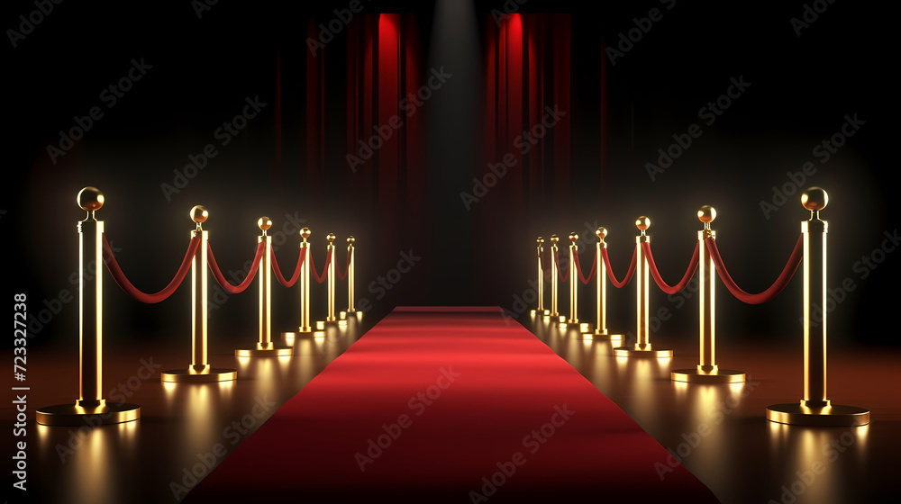 Red carpet on the stairs on dark background, the way to glory, victory and success Red carpet on the stairs on dark background, the way to glory, victory and success