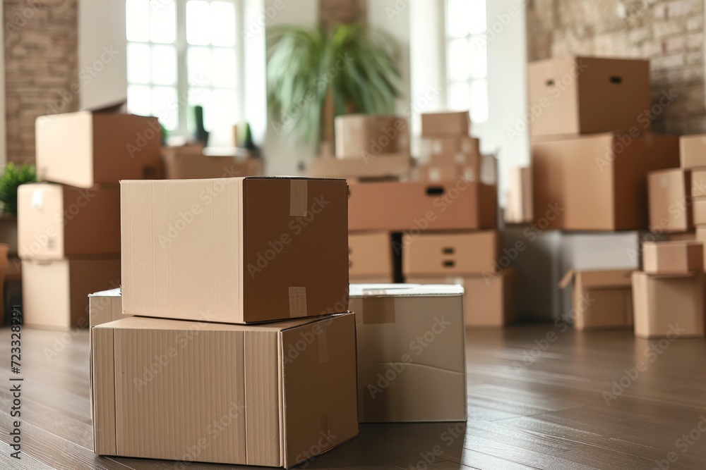 Moving to a new house using cardboard boxes Moving to a new house using cardboard boxes