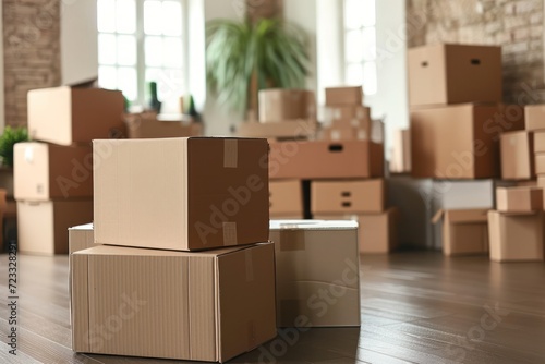 Moving to a new house using cardboard boxes © LimeSky